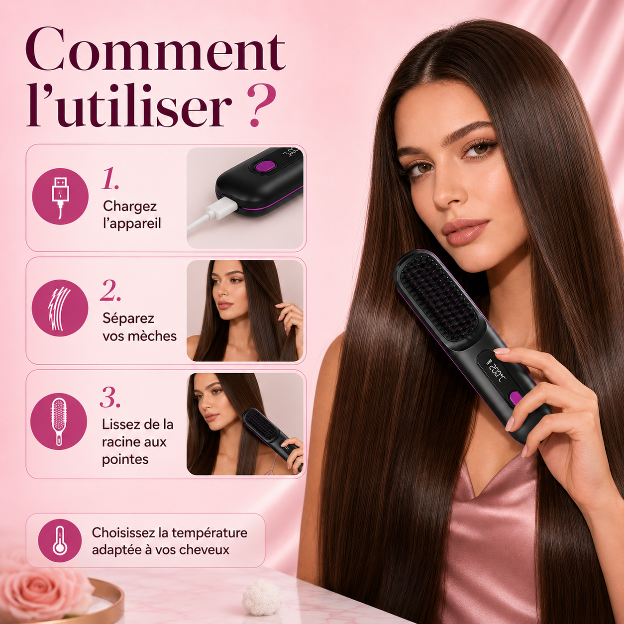 Brosse lissante sans fil